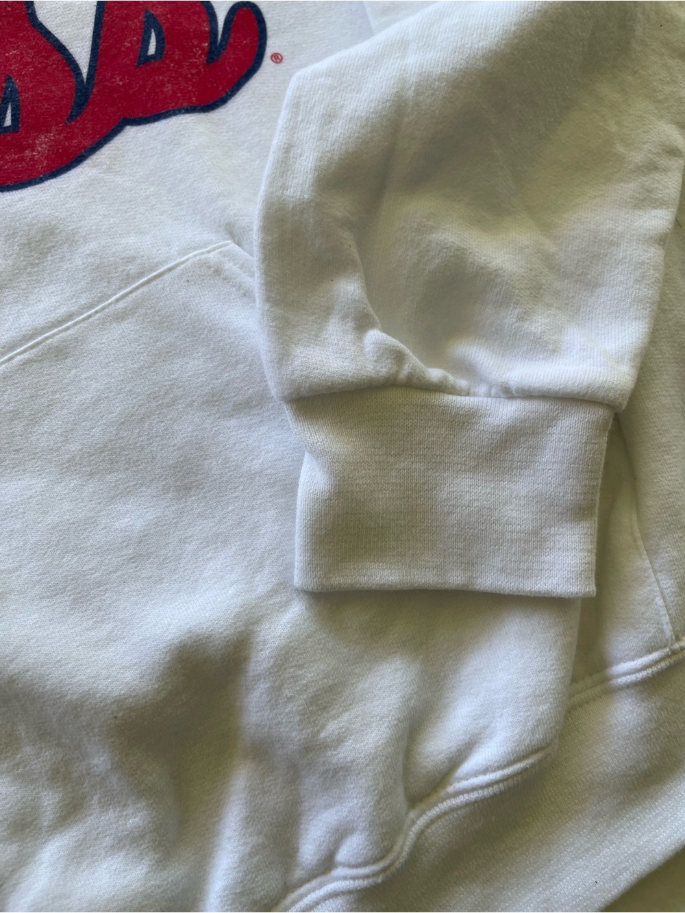 White Hoodie Sweater with Red Script Logo - Picture 5 of 10
